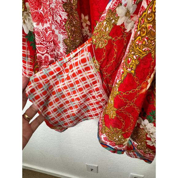 Johnny Was Samira Mixed-Print Embroidered back Silk Tie-Front Kimono - Picture 3 of 5